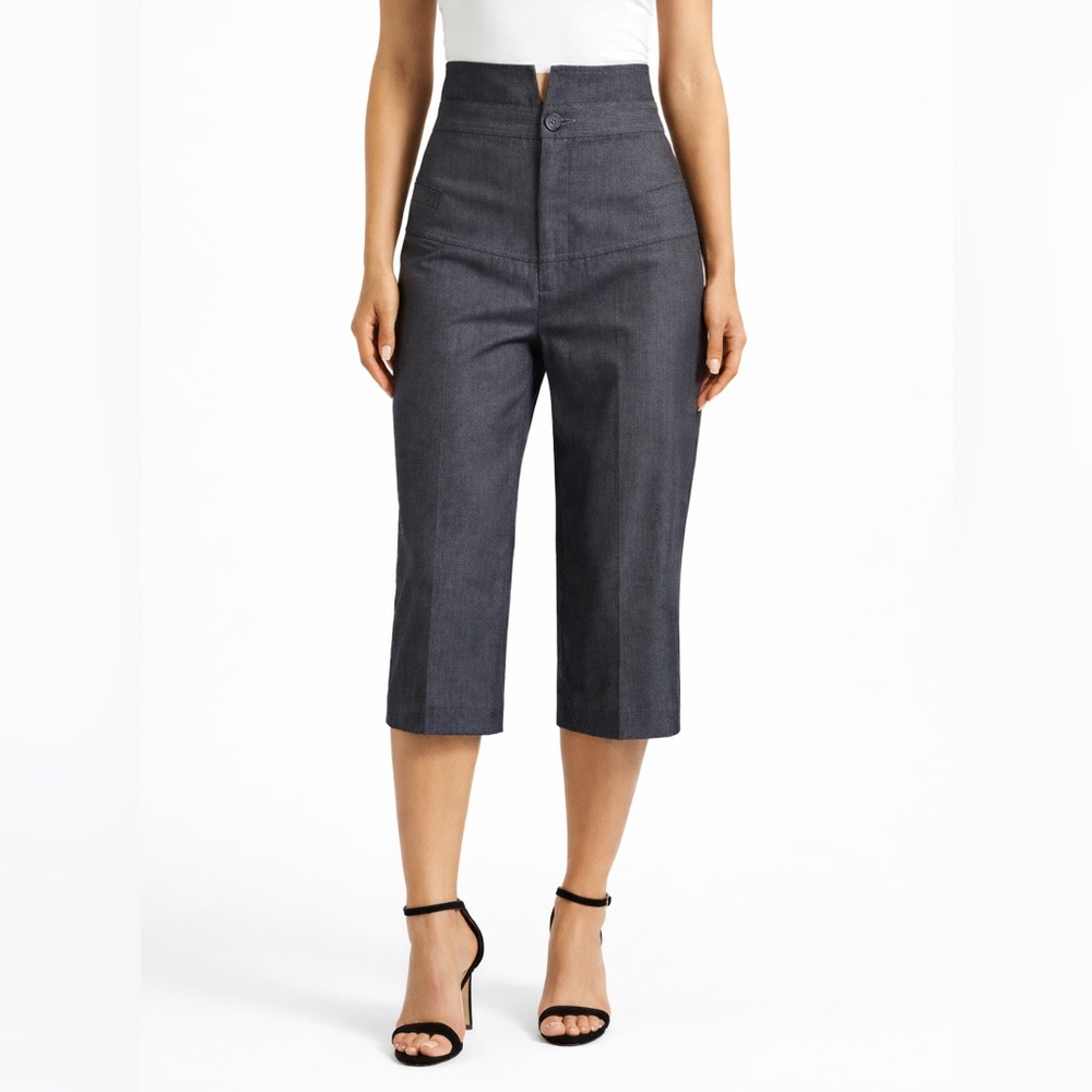 Alvin Valley Grey Pinstripe Ultra High Rise Capri Pants